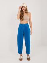 Kobaltowe sztruksowe spodnie od kompletu RUE PARIS 