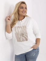 Ecru damska bluzka plus size z rękawem 3/4