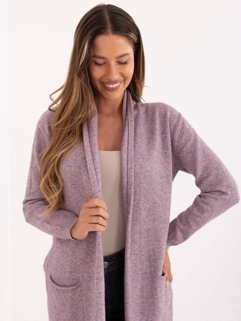 Ciemnoróżowy damski kardigan bez zapięcia