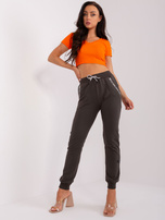 Hurtownia Khaki damskie spodnie dresowe z bawełny 