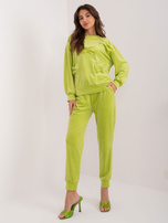Hurt Limonkowy komplet welurowy z bluzą i spodniami