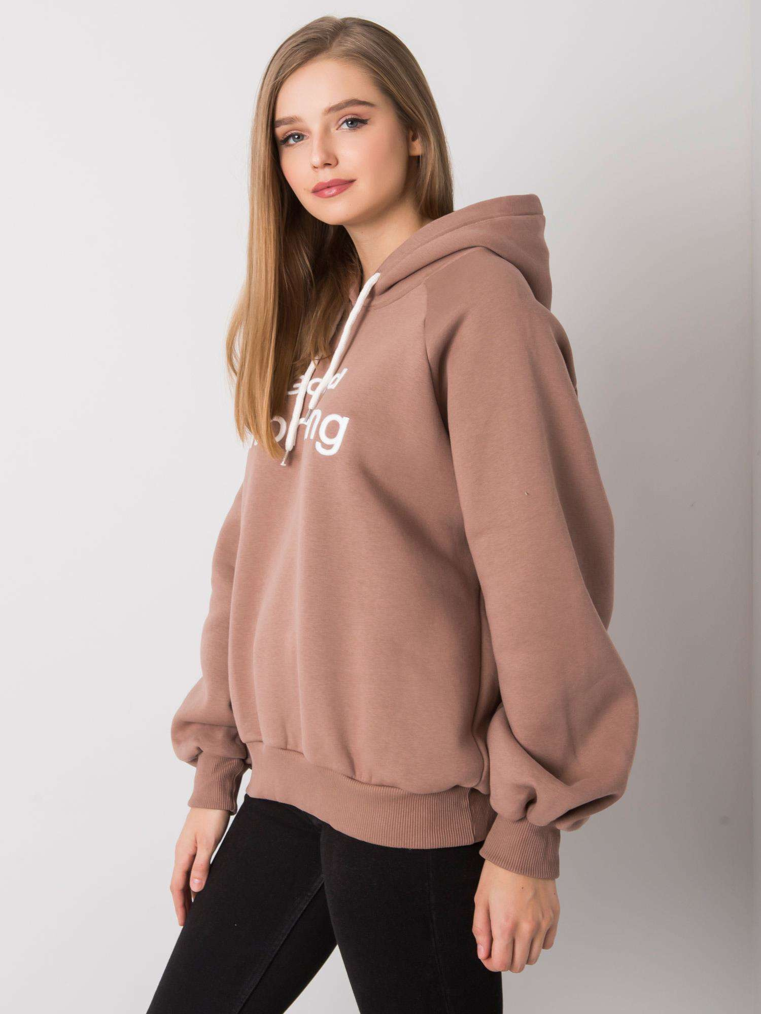 Světlě hnědá zateplená oversize mikina s kapucí Alice.