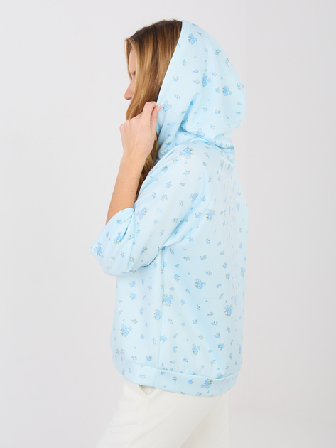 Pastelowa niebieska damska bluza w róże
