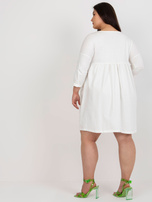 Hurt Ecru bawełniana sukienka plus size z kieszeniami