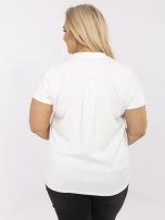 Ecru damska bluzka plus size z krótkim rękawem