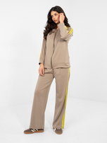 Ciemnobeżowy damski komplet z rozpinaną bluzą RUE PARIS 