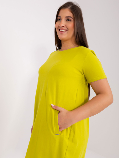 Hurt Limonkowa sukienka plus size basic z kieszeniami