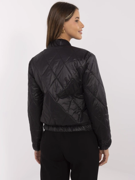 Hurt Czarna pikowana kurtka bomber z kieszeniami