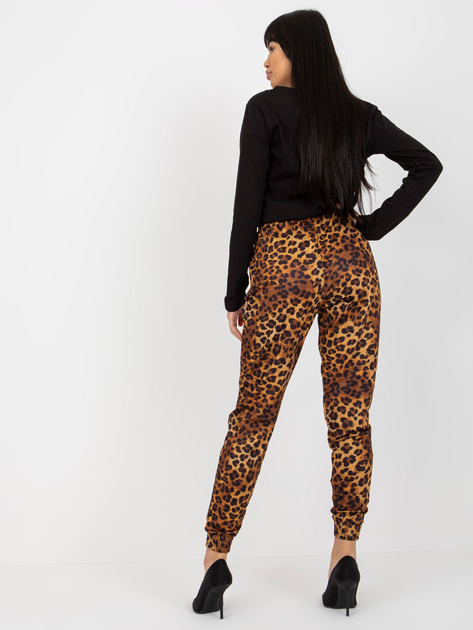 Hurtownia Ciemnobeżowo-czarne spodnie dresowe w panterkę