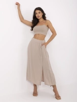 Ciemnobeżowa mdi spódnica z wiskozy FRESH MADE
