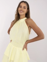 Jasnożółta rozkloszowana sukienka z muślinu