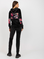 Hurtownia RUE PARIS Czarny dwuczęściowy komplet welurowy z bluzą