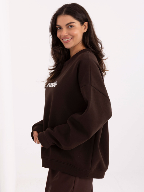 Ciemnobrązowa bluza z okrągłym dekoltem RUE PARIS
