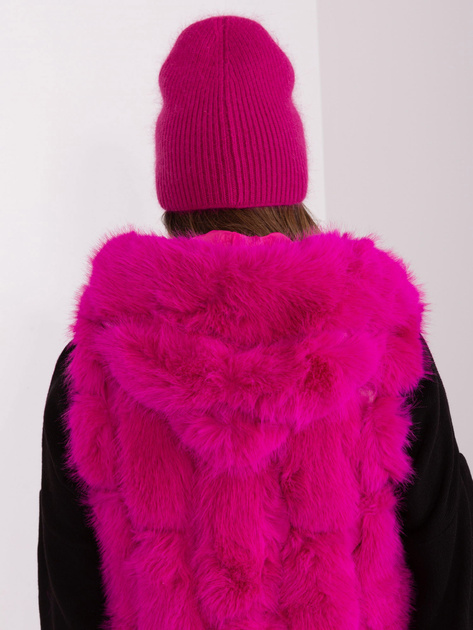 Hurtownia Fuksjowa czapka damska z angorą