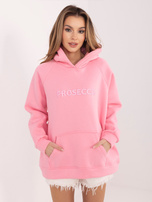 Jasnoróżowa damska bluza kangurka z ociepleniem RUE PARIS 