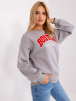 Großhandel Grauer Sweatshirt ohne Kapuze im Oversize-Schnitt.