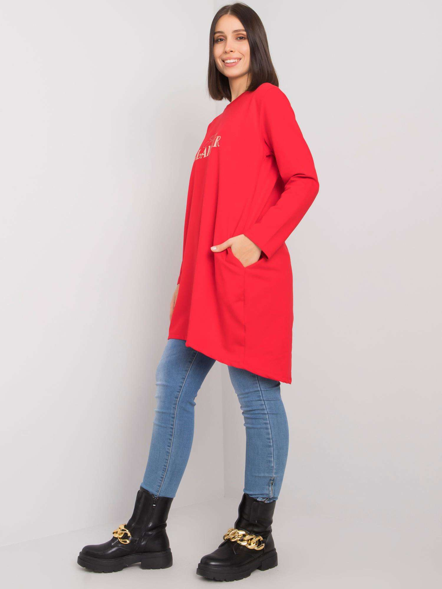 Rote Plus-Size-Tunika mit Taschen Alexiah.