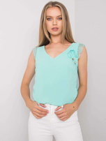 Miętowy top z koronką Sapphire