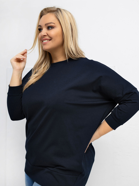 Granatowa bluzka plus size z okrągłym dekoltem
