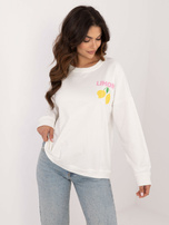 Hurtownia Ecru damska bluzka oversize z nadrukiem