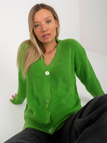 Hurt Jasnozielony sweter rozpinany z dużymi guzikami RUE PARIS