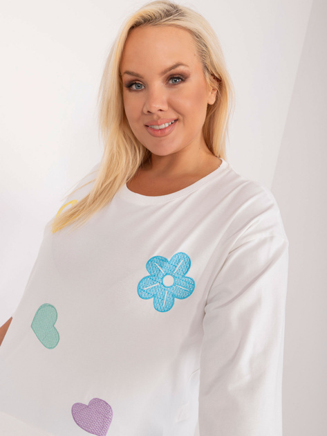 Hurt Ecru casualowa bluzka plus size z rozcięciami