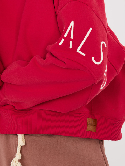 Czerwona krótka bluza z haftowanym napisem NATURAL SIDE