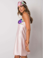 Jasnoróżowy komplet nocny w kwiaty