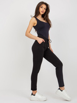 Hurtownia Czarne bawełniane spodnie dresowe do kostki