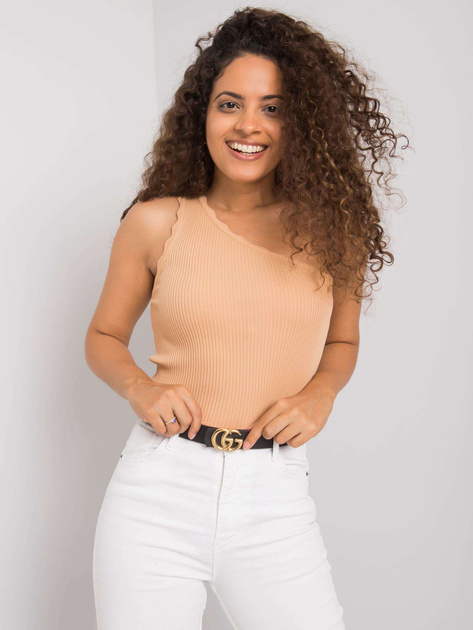 Camelowy top na jedno ramię Haisley