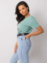 Pistacjowy t-shirt z napisem Elani