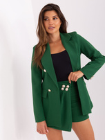 Hurt Ciemnozielony garniturowy komplet elegancki z szortami