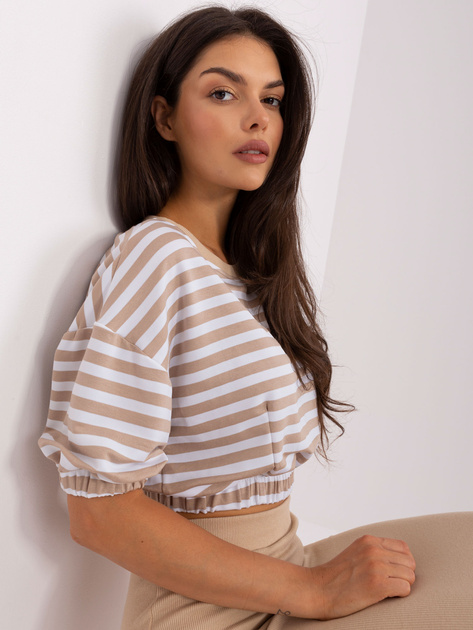 Hurt Beżowy dwuczęściowy komplet casualowy