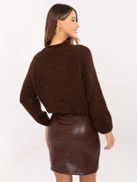 Czekoladowa spódnica z ozdobnym suwakiem RUE PARIS 