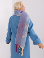 Hurt Jasnoniebieski zimowy szal z frędzlami   