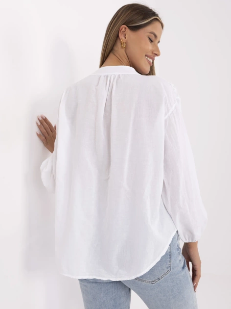 Biała koszulowa bluzka damska w serca OCH BELLA