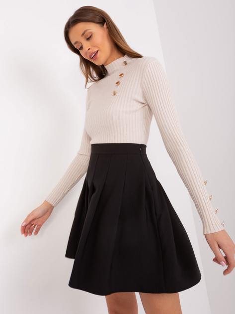 Hurtownia Czarna mini spódnica rozkloszowana z plisowaniem