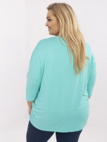Turkusowa damska bluzka plus size z napisami
