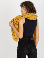 Hurtownia Żółty damski szal z printami 