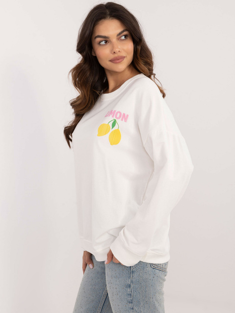 Hurtownia Ecru damska bluzka oversize z nadrukiem