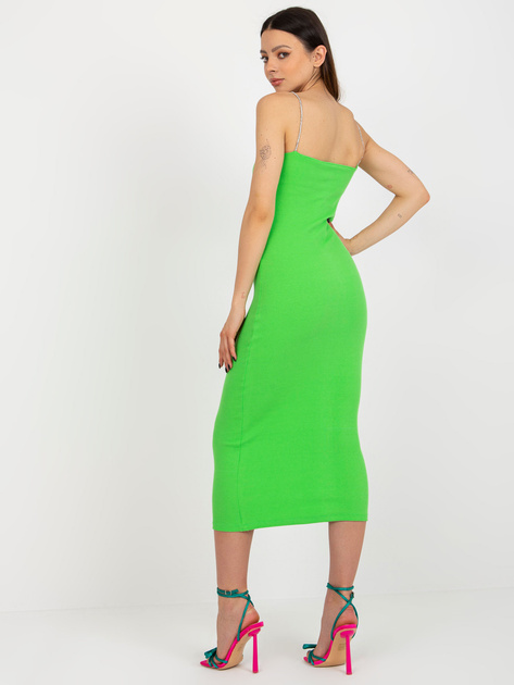 Hurt Jasnozielona sukienka basic ze srebrnymi ramiączkami