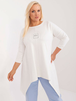 Hurt Ecru bawełniana bluzka plus size z rękawem 3/4