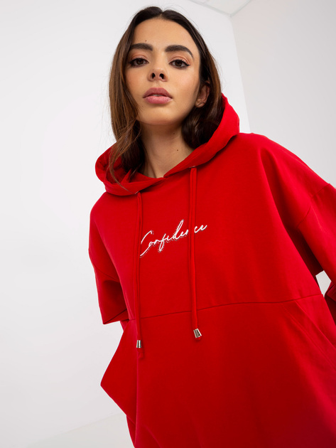 Hurtownia Czerwony komplet dresowy z bluzą z kapturem