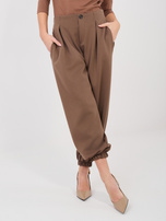 Brązowe dresowe spodnie ze ściągaczami