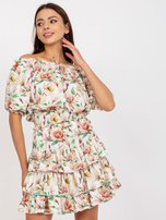 Biało-bordowy damski komplet letni w kwiaty