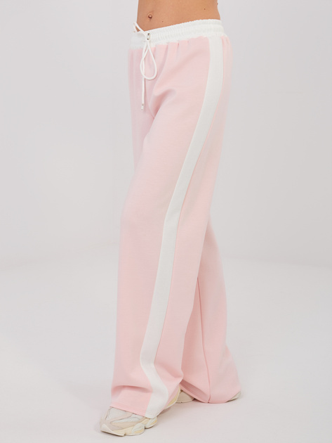 Jasnoróżowe dresowe spodnie z lampasami RUE PARIS