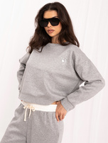 Gray tracksuit set with a contrasting stripe.