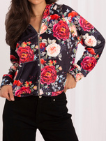 Großhandel Schwarze Veloursjacke mit Druck RUE PARIS.