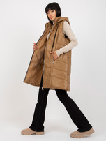 Hurt Jasnobrązowa pikowana kamizelka puchowa z kapturem OCH BELLA