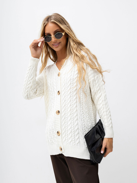 Hurt Ecru Damen Strickjacke mit Knöpfen RUE PARIS.